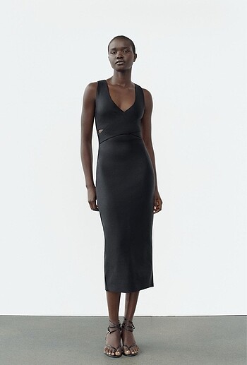 Zara stretch kruvaze midi elbise