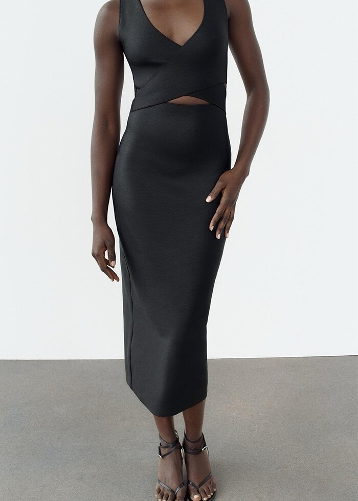 Zara stretch kruvaze midi elbise - Görsel 4