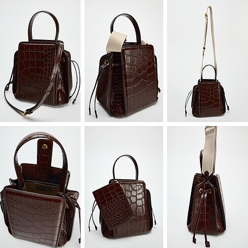 Zara dokulu mini bucket çanta
