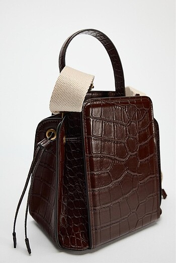 Beden bordo Renk Zara dokulu mini bucket çanta
