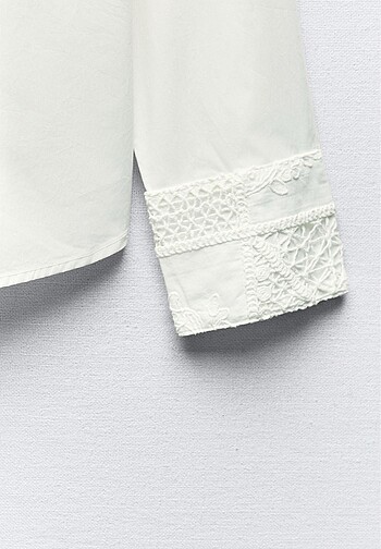 Zara güpür detaylı poplin gömlek - Görsel 4