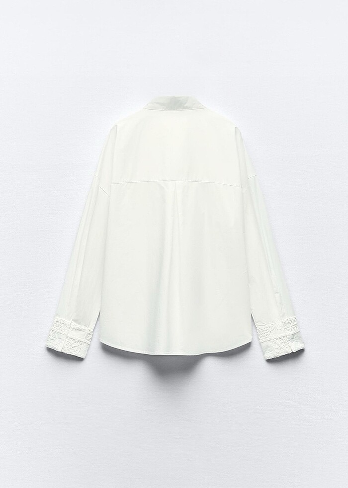 Zara güpür detaylı poplin gömlek - Görsel 2