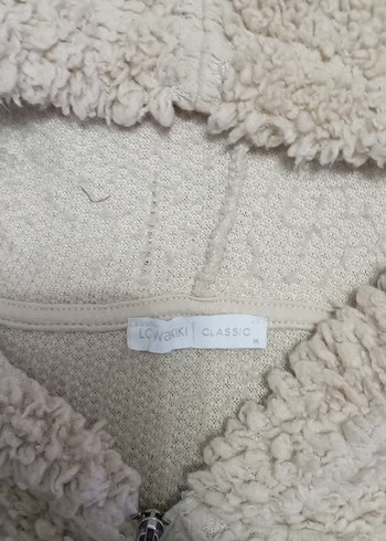 m Beden Kapüşonlu Bej Peluş Kadın Mont