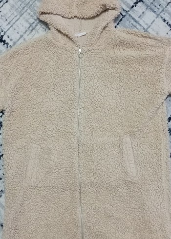 LC Waikiki Kapüşonlu Bej Peluş Kadın Mont