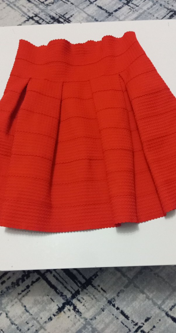 Kırmızı Pilili Midi Kadın Etek - Görsel 2