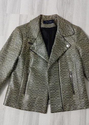 Düğmeli Gri Kısa Kadın Ceket - Görsel 2