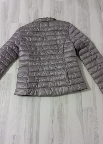 Gri Mini Kadın Fermuarlı Mont - Görsel 5