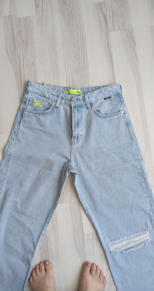 Mavi Loose Fit Yırtık Detaylı Midi Kot Pantolon - Görsel 2