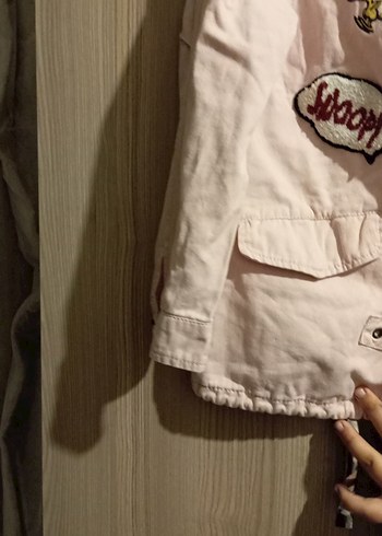 Düğmeli Pembe Nakışlı Kadın Ceket - Görsel 4