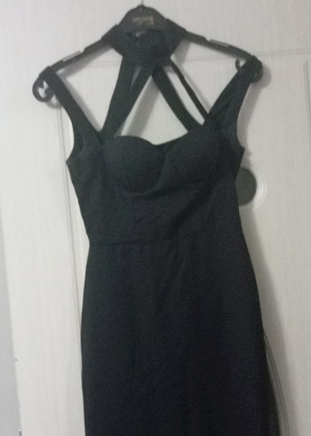 Trendyol & Milla Siyah Straplez Uzun Gotik Elbise