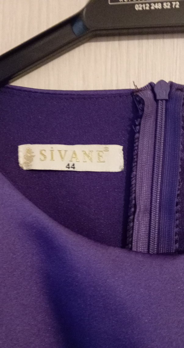 Uzun Mor Saten Elbise - Görsel 5