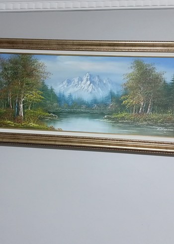 Parlak Altın Çerçeveli Doğa Manzarası Tablosu - Görsel 5