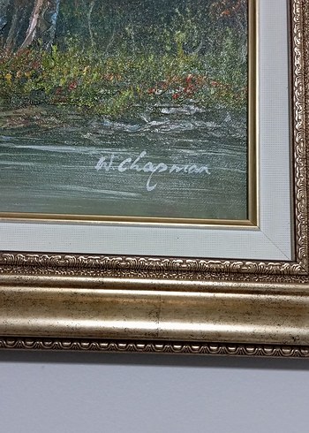 Parlak Altın Çerçeveli Doğa Manzarası Tablosu - Görsel 4