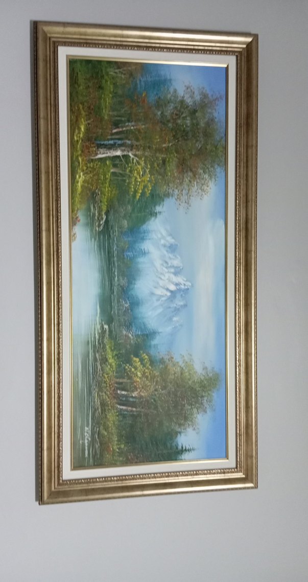 Parlak Altın Çerçeveli Doğa Manzarası Tablosu - Görsel 2