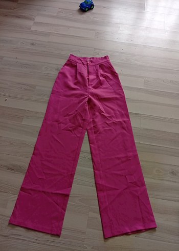 Pembe Midi Kadın Kumaş Pantolon