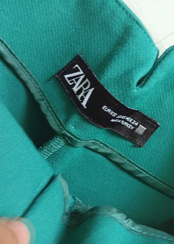 xs Beden Kadın Yeşil Midi Pilili Kumaş Pantolon