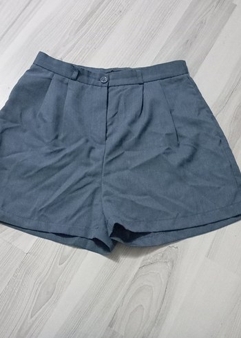Kadın Gri Mini Keten Şort