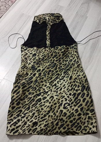 Beden Kahverengi Leopar Desenli Kürklü Kedi Kıyafeti