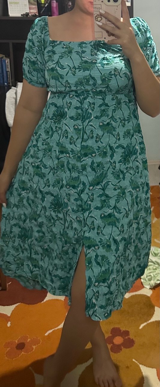 Volanlı Turkuaz elbise - Görsel 4