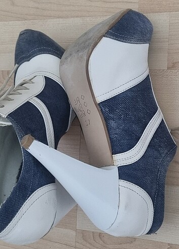 37 Beden beyaz Renk Denim Detaylı Beyaz Platform Ayakkabı