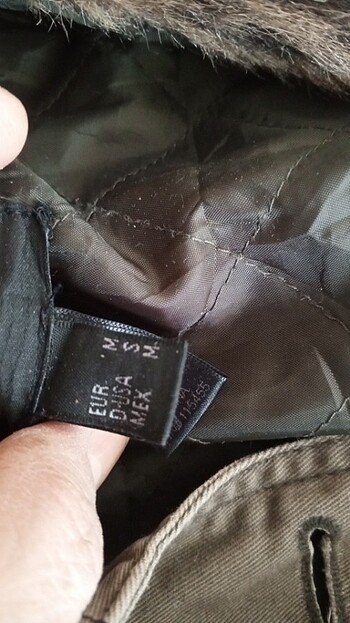 m Beden haki Renk Kapşonlu kürklü parka