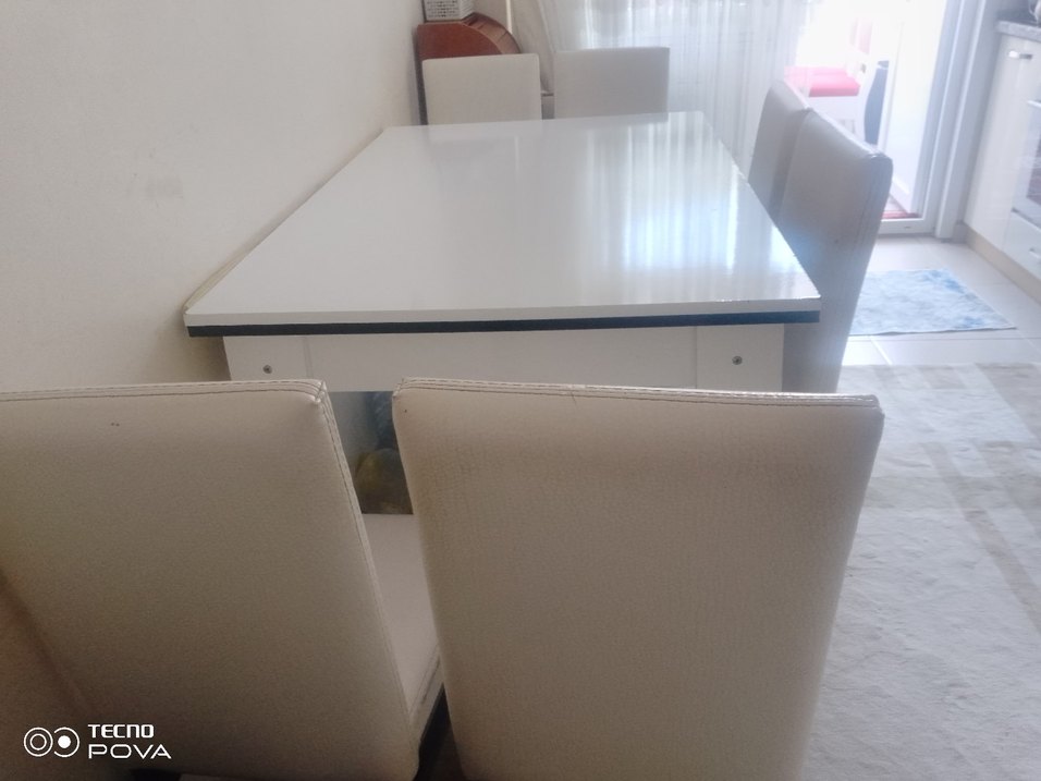 Beyaz  Yemek Masası ve Sandalyeler - Görsel 3