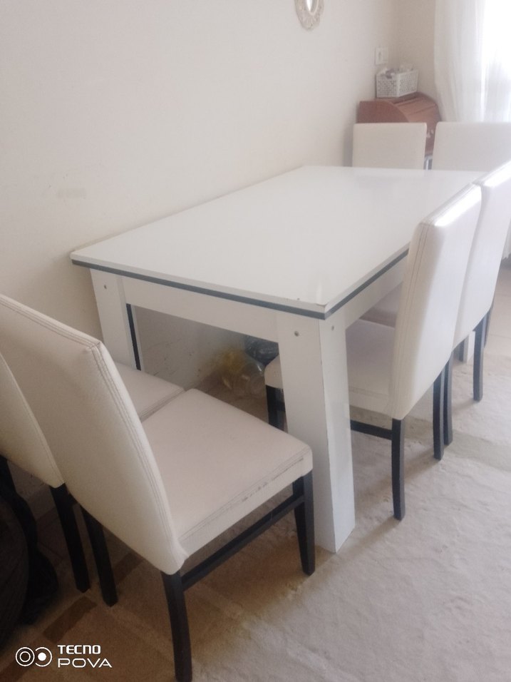 Beyaz  Yemek Masası ve Sandalyeler - Görsel 5