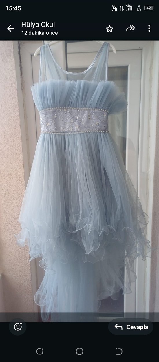 Mavi Straplez Uzun Abiye Elbise - Görsel 2