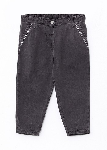 Lc waikiki Kız Çocuk Gri Batik Desenli Bol Kesim Denim Pantolon - Görsel 2