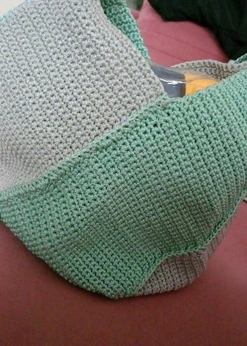 Örgü Kadın Çanta Bohem Stil Yeşil - Görsel 4