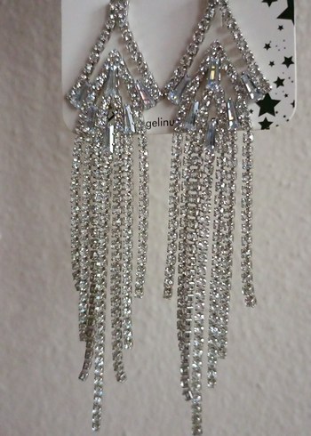 Pırıltılı Zincir Detaylı Midi Küpe - Görsel 3