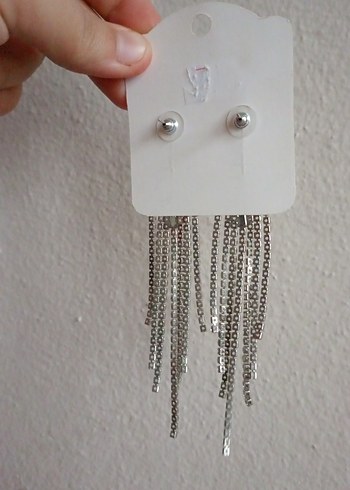 Pırıltılı Zincir Detaylı Midi Küpe - Görsel 2