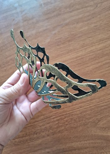 sarı metal kelebek model pecetelik - Görsel 2