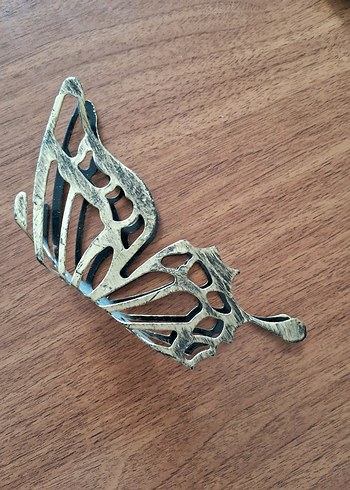 sarı metal kelebek model pecetelik - Görsel 5