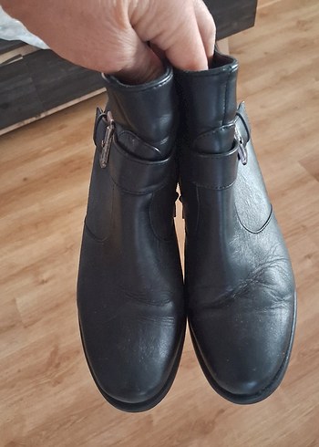 Tokalı Siyah Deri Kadın Biker Bot - Görsel 4