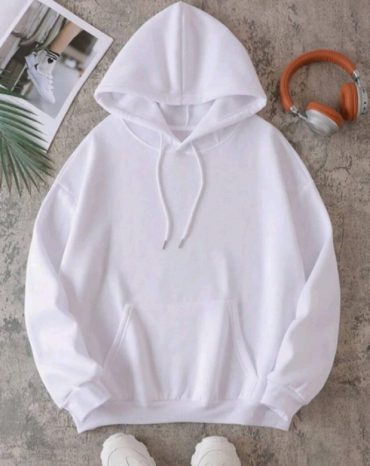 Uni sex Beyaz Kapüşonlu Sweatshirt - Görsel 3