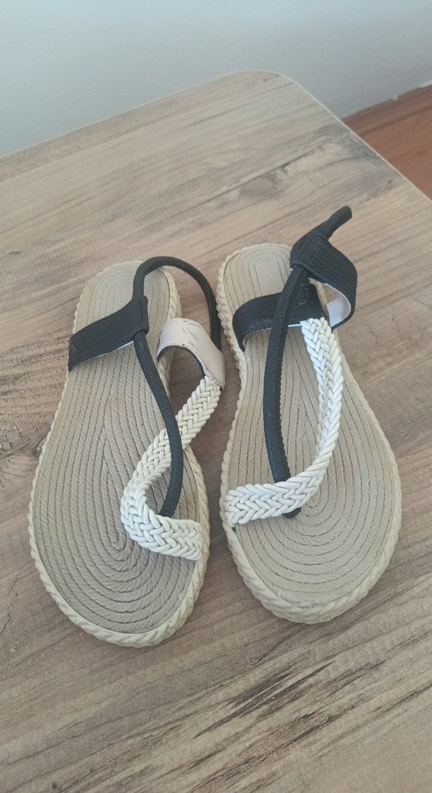 Beyaz Dolgu Topuklu Bohem Sandalet - Görsel 2