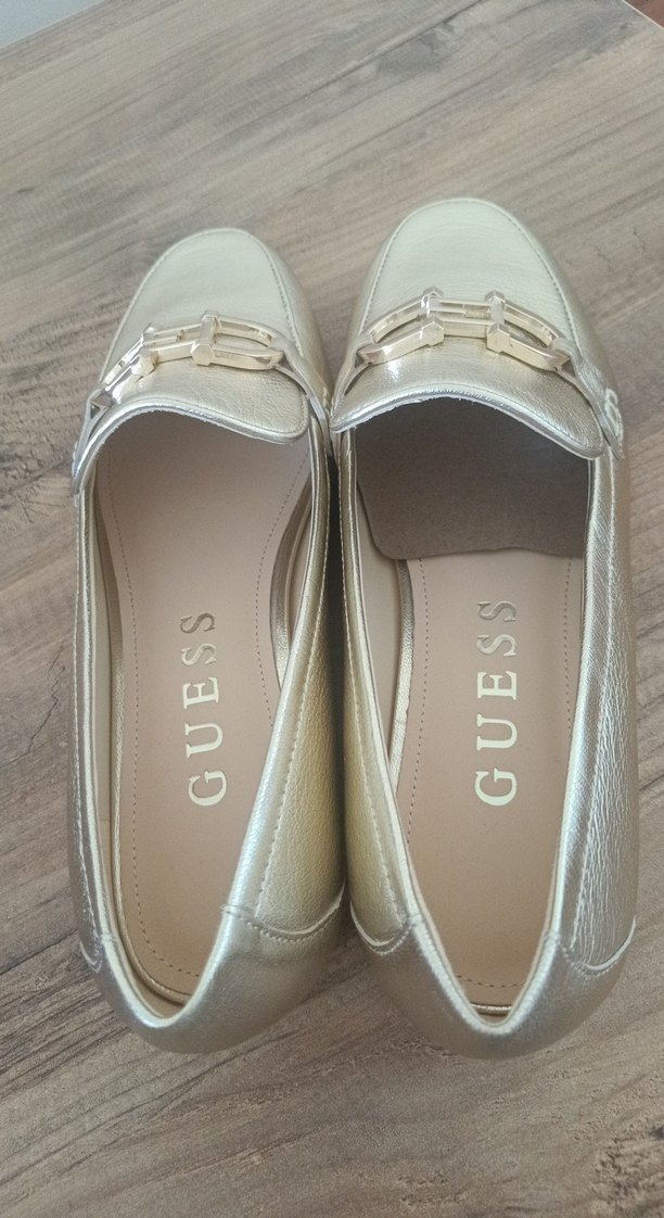 Altın Rengi Tokalı Kadın Deri Babet - Görsel 2