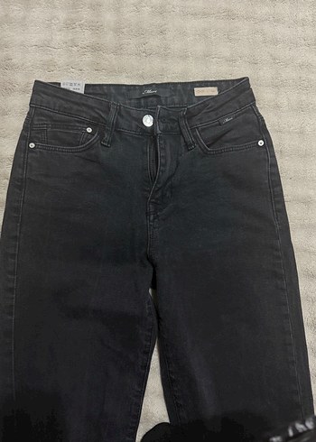 Düğmeli Siyah Kadın Normal Boy Denim Pantolon
