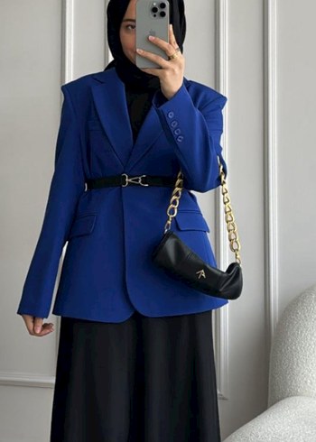 Zara Saks Mavisi Modern Blazer Ceket