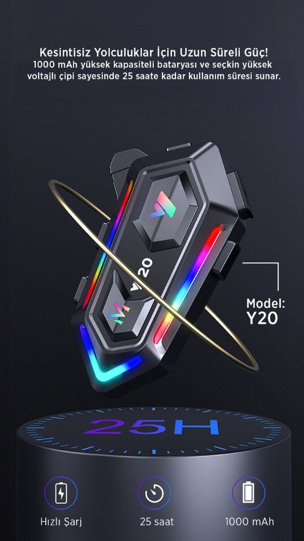 Y20 İntercom Motosiklet Kask Kulaklığı - Görsel 2