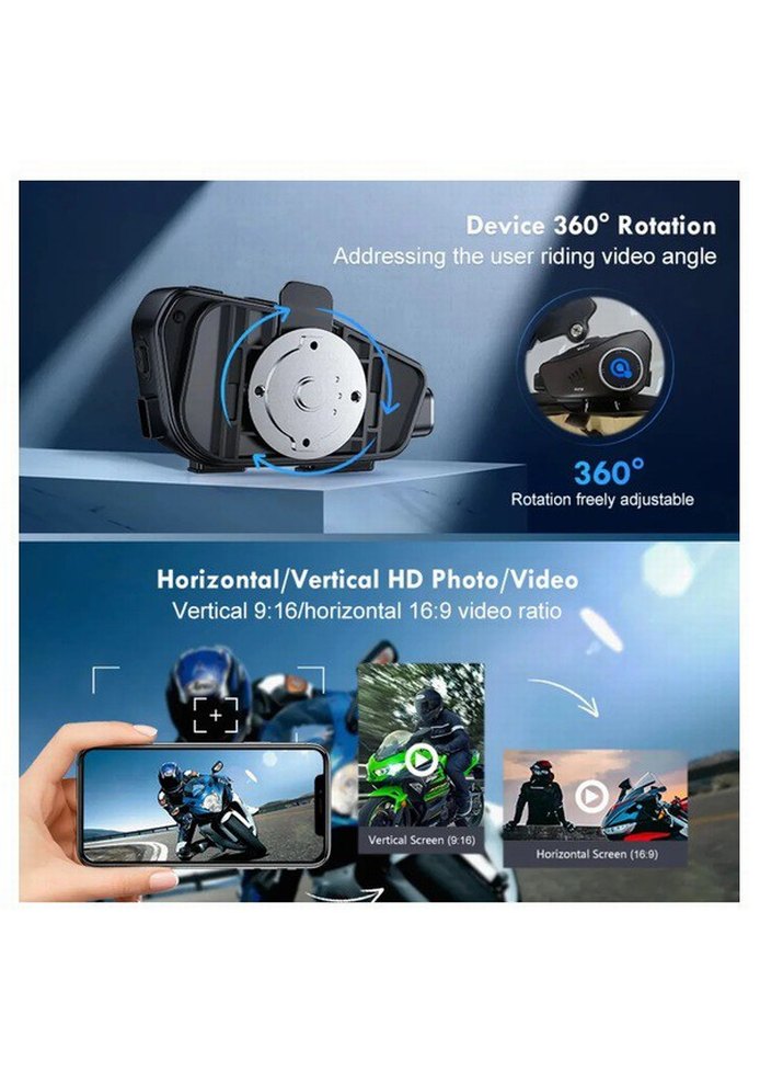Q28 Kameralı İntercom 32GB SD Kartlı  Motorsiklet Kask Kulaklık - Görsel 3