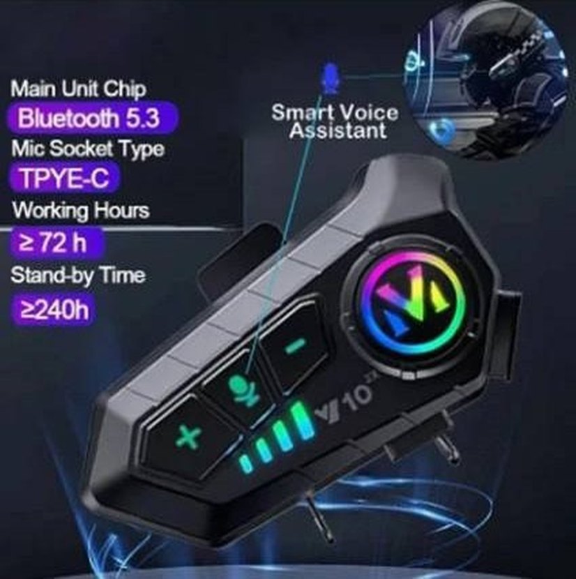 Kask Kulaklık Intercom Rgb Işıklı Motosiklet Y10 Otomotik Cevap - Görsel 2