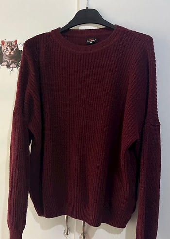 Bordo Kadın Örgü Triko Kazak - Görsel 2