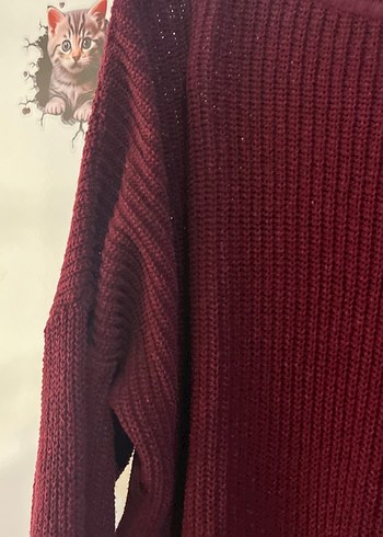 Bordo Kadın Örgü Triko Kazak - Görsel 4