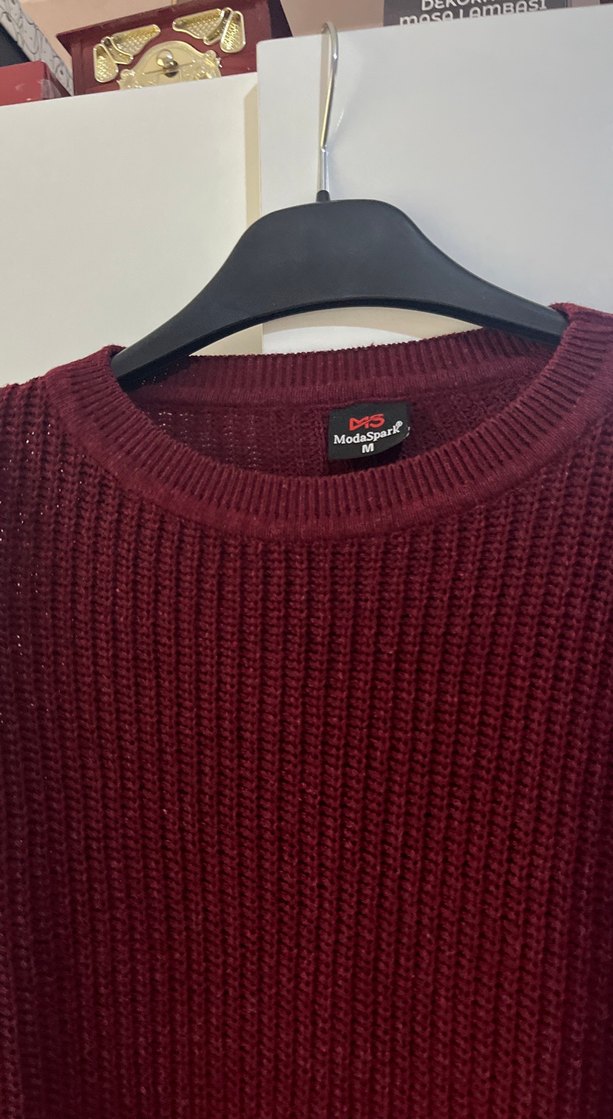 Bordo Kadın Örgü Triko Kazak - Görsel 3