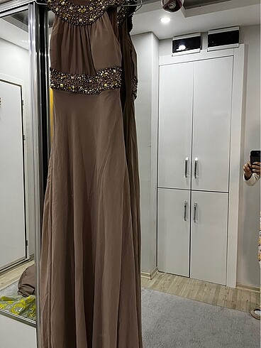 38 Beden camel Renk Abiye Temiz