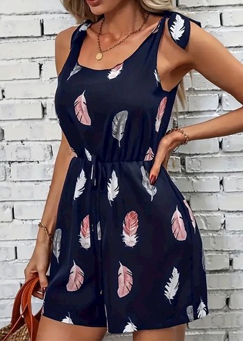 Püsküllü, Askılı, Bol Kesim Mini Tulum - Görsel 3