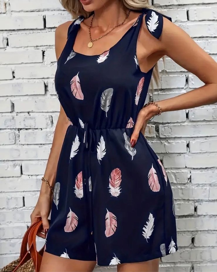 Püsküllü, Askılı, Bol Kesim Mini Tulum - Görsel 3