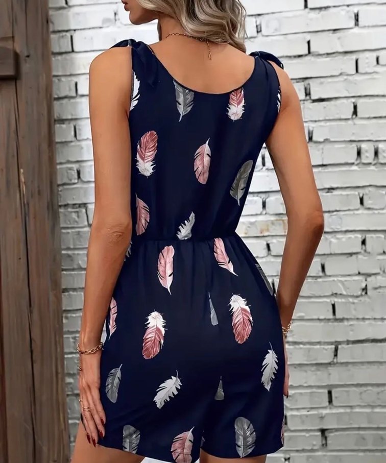 Püsküllü, Askılı, Bol Kesim Mini Tulum - Görsel 2